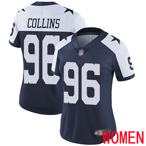 Women Dallas Cowboys Limited Navy Blue Maliek Collins Alternate 96 Vapor Untouchable Throwback NFL Jersey